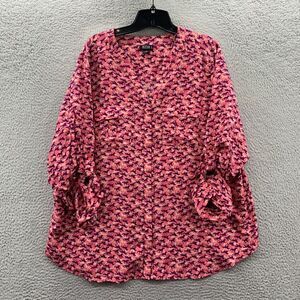 ANA Blouse Womens 0X Top 3/4 Sleeve Pink